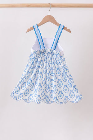 Blue Shells Embroidered Dress