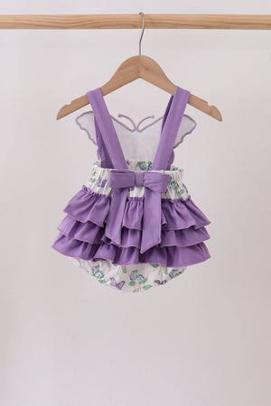 Purple Butterfly Applique Ruffle Bubble