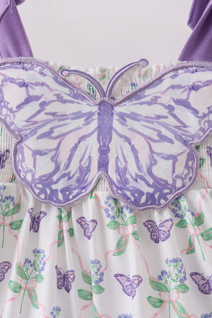 Purple Butterfly Applique Shorts Set