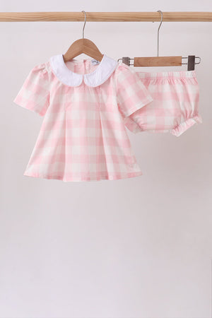 Pink Gingham Bloomer Set