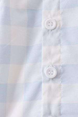 Blue Gingham Shorts Set