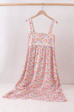 Coral Floral Print Mom Lace Dress