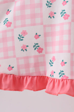 Pink Floral Ruffle Dress