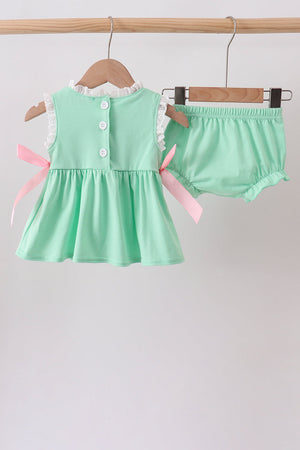 Green Butterfly Smocked Bloomer Set