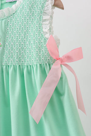 Green Butterfly Smocked Dress