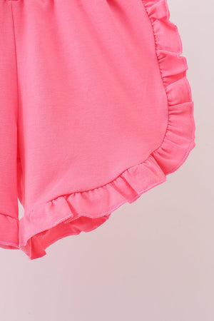 Pink Puppy Applique Ruffle Set