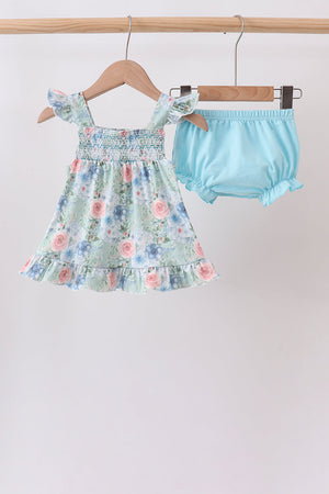 Floral Smocked Bloomer Set