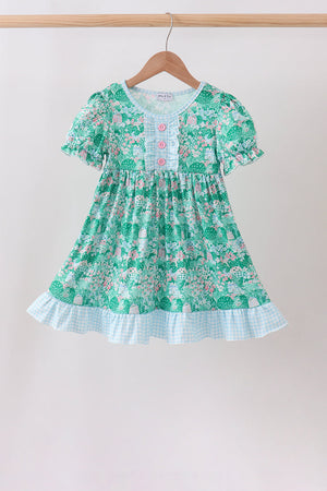 Green house floral Ruffle Dress