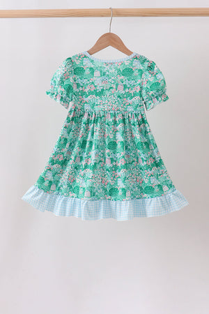 Green house floral Ruffle Dress