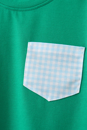 Green pocket grid shorts set