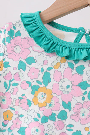 Green Floral Ruffle Jogger Set