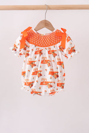 Orange Tennessee Smocked Bow Bubble