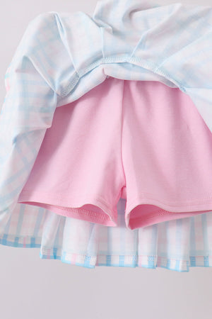 Pink Crocodile Smocked Skorts Set