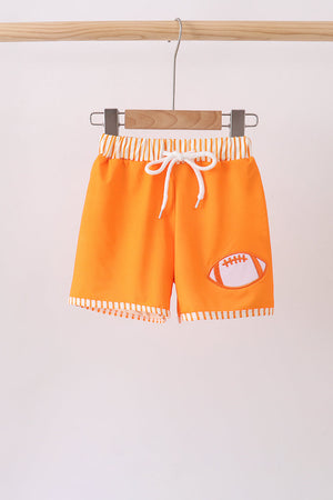 Orange Football Swim Trunks