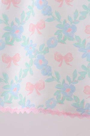 Pink Floral Bow Print Bloomer Set