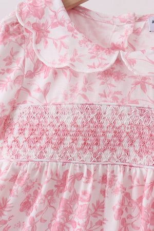 Pink Floral Smocked Dress