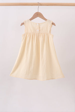 Oatmeal character french knot ruffle dress