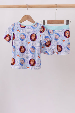 Blue frozen character bamboo pajama set