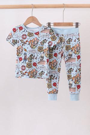 Blue character 2pc bamboo pajama set
