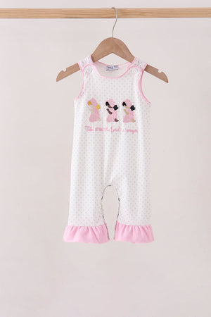 Pink Prayer Embroidery Ruffle Romper
