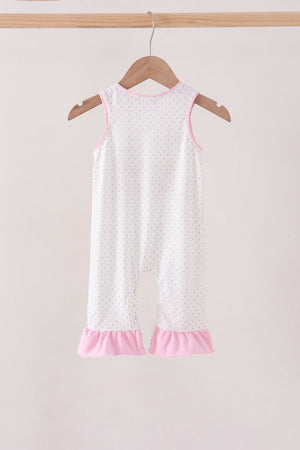 Pink Prayer Embroidery Ruffle Romper