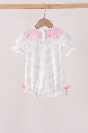 Pink Prayer Embroidery Ruffle Bubble