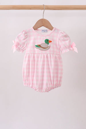 Pink Mallard Applique Gingham Bubble