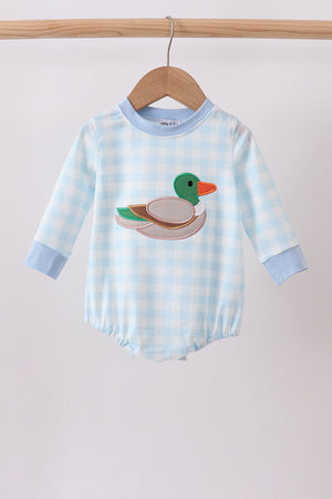 Blue Mallard Applique Gingham Bubble