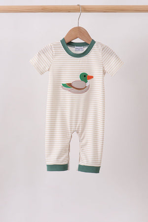 Brown Stripe Mallard Applique Romper