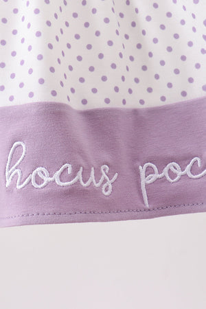 Purple Hocus pocus french knot ruffle bloomer set