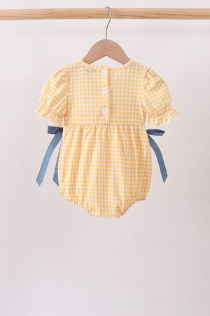 Mustard Pumpkin Embroidery Ruffle Gingham Bubble