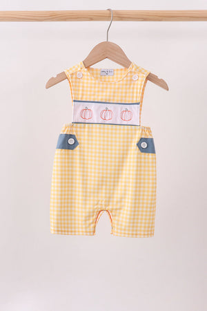Mustard Pumpkin Embroidery Gingham Jon Jon