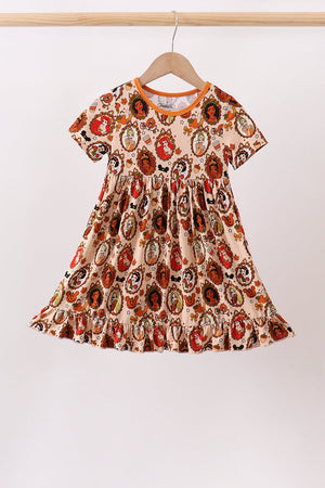 Orange princess bamboo ruffle dress