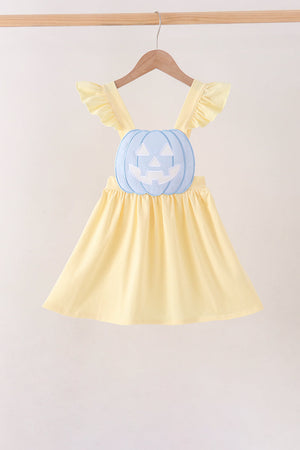 Cream Jack-O-Lantern Applique Ruffle Dress