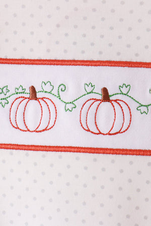 Orange Pumpkin Bow Embroidery Ruffle Skorts Set