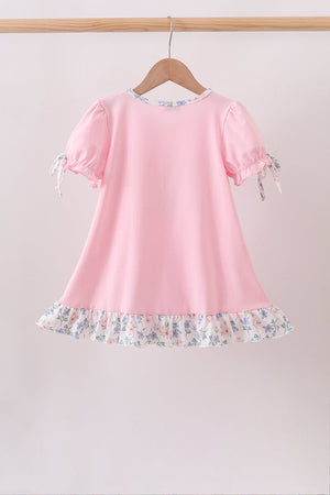 Pink Piggy Applique Ruffle Dress