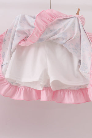Pink Piggy Applique Ruffle Skorts Set