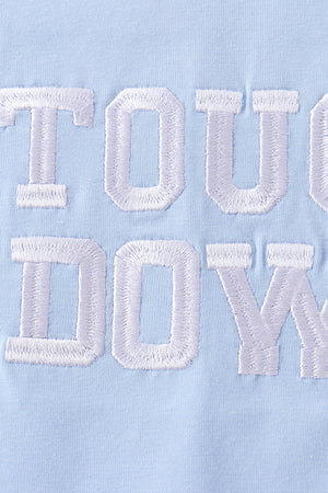 Blue Touchdown Embroidery Football Shorts Set