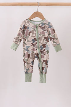 Camouflage Hunting Bamboo Zipper Romper