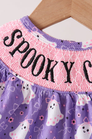 Purple Spooky cute Smocked Bloomer Set