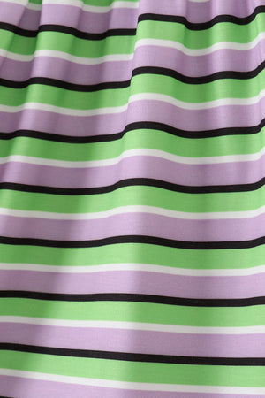 Purple witch embroidery bow stripe dress