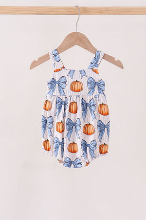Blue Pumpkin Bow Bamboo Bubble