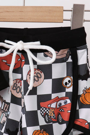 Black racing bamboo shorts set