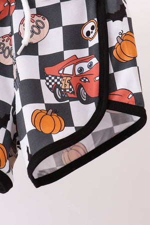 Black racing bamboo shorts set