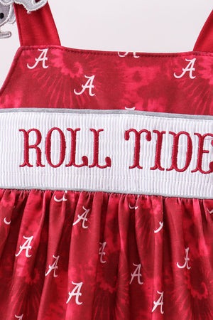 Maroon Alabama Roll Tide Smocked Ruffle Shorts Set