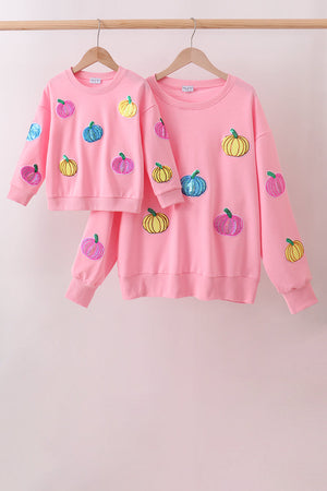Pink Pumpkin Sequin Mom&me Top
