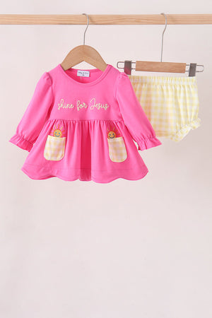 Pink shine for jesus embroidery bloomer set