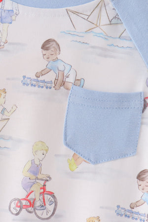 Blue all day adventure pocket romper