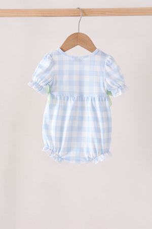 Blue Pumpkin Embroidery Gingham Bubble