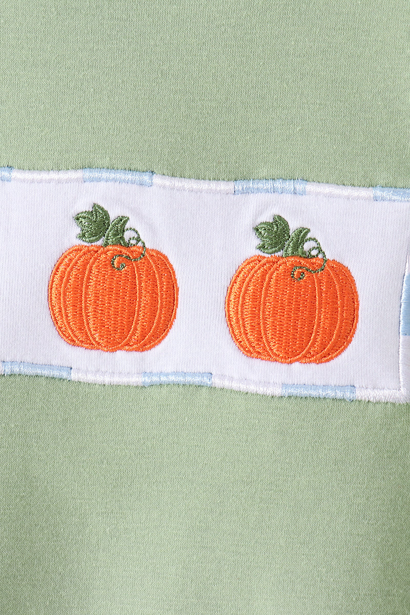Blue Pumpkin Embroidery Gingham pants Set